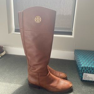 Tory Burch Junction Riding Boot in Almond Leather